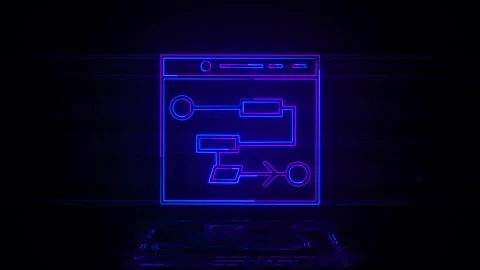 Algorithm artificial intelligence in neon effect mp4 video Stock Illustration