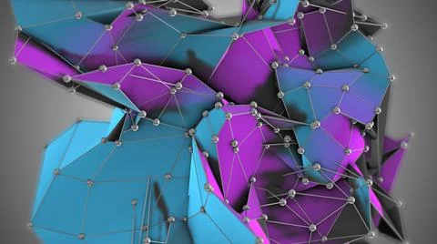 Algorithm artificial neural network abstract geometric design - 3D render Stock Illustration
