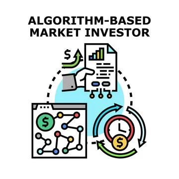 Algorithm based market investor digital strategy planning Stock Illustration