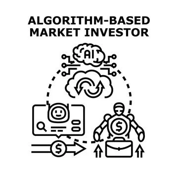 Algorithm based market investor operating with ai technology Illustrazione stock