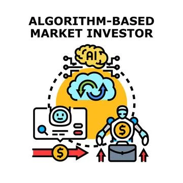Algorithm based market investor operating with ai technology Stock Illustration