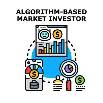 Algorithm based market investor using data analysis for trading Stock Illustration