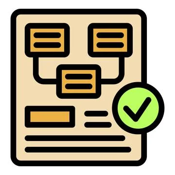 Algorithm being approved with green check mark symbol on document Stockillustratie
