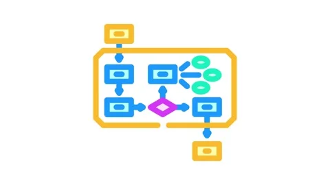 Algorithm big data color icon animation 스톡 동영상 327260098