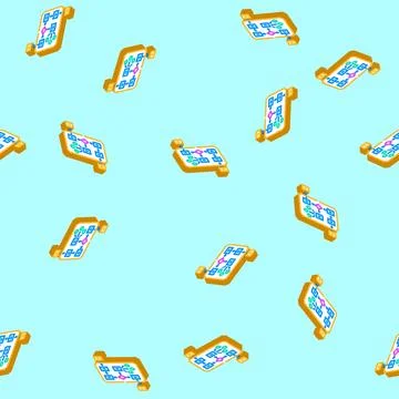 Algorithm big data isometric icon seamless pattern 库存插图