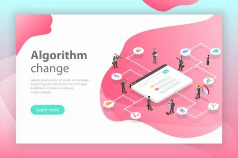 Algorithm change isometric flat vector conceptual illustration. Illustrazione stock