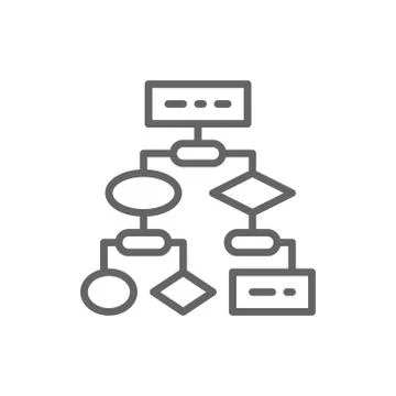 Algorithm, coding block schemes, api software line icon. Stock Illustration