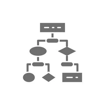 Algorithm, coding block schemes, api software grey icon. Stock Illustration