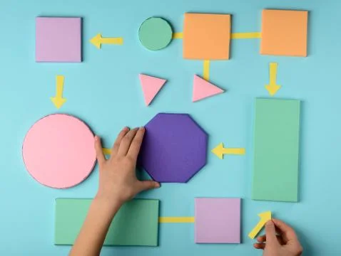 Algorithm color paper model, business strategy concept Stock Photos