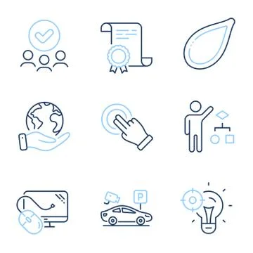 Algorithm, Computer mouse and Pumpkin seed icons set. Touchscreen gesture Stock Illustration