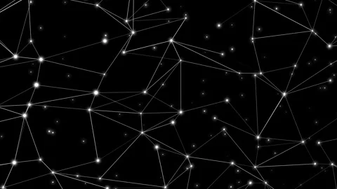 Algorithm of connected lines exploring science behind neural networks Video stock 254855686