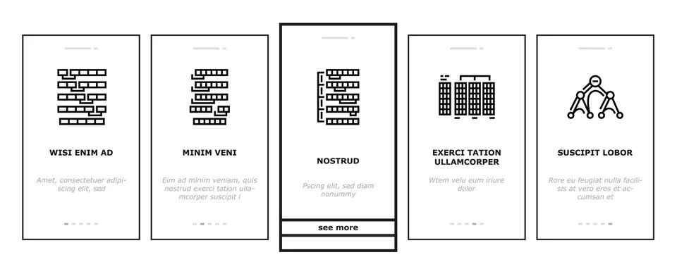Algorithm data technology ai onboarding icons set vector イラスト素材