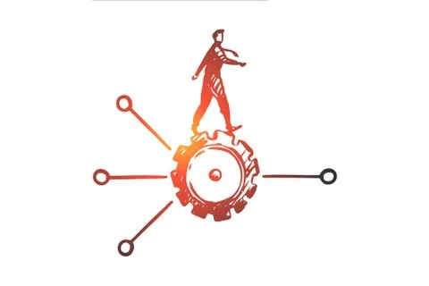 Algorithm, data, user, element, software concept. Hand drawn isolated vector. イラスト素材