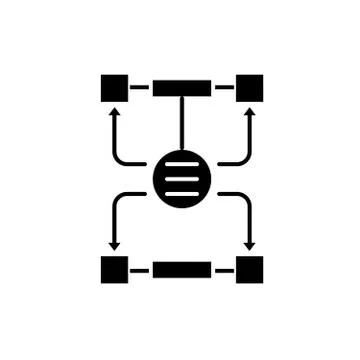 Algorithm of decisions black icon, vector sign on isolated background. Algorithm Stock Illustration