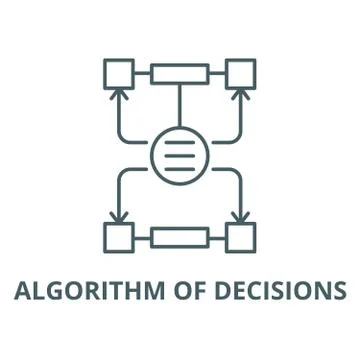 Algorithm of decisions vector line icon, outline concept, linear sign Stock Illustration