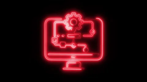 Algorithm Design Outline Icon in HD Video Neon Animation Stock Footage 304507668