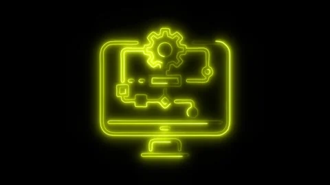 Algorithm Design Outline Icon in HD Video Neon Animation Video stock 304507682