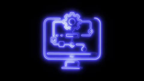 Algorithm Design Outline Icon in HD Video Neon Animation Video stock 304507685