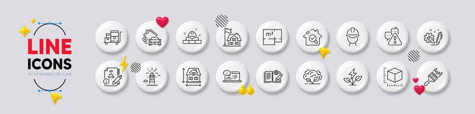 Algorithm, Engineering documentation and Building line icons. For web app Stock Illustration