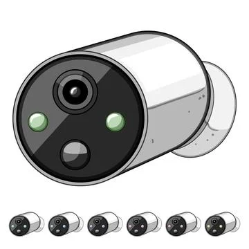 Algorithm facial recognition camera cartoon vector graphic Stock Illustration