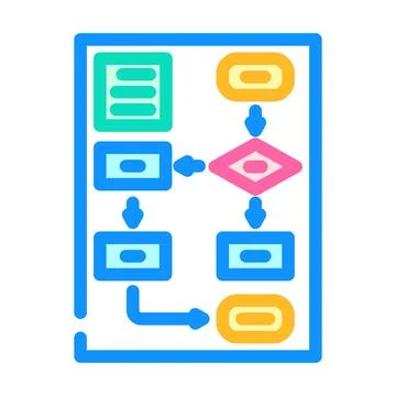 Algorithm flowchart ai integration color icon vector illustration Illustrazione stock