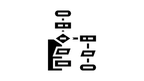 Algorithm flowchart ai integration glyph icon animation Video stock 326144025