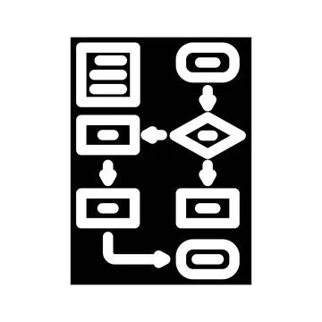 Algorithm flowchart ai integration glyph icon vector illustration Stock Illustration