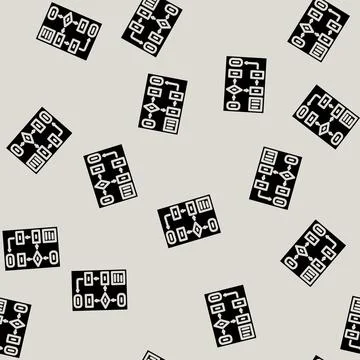 Algorithm flowchart ai integration glyph vector seamless pattern Stock Illustration