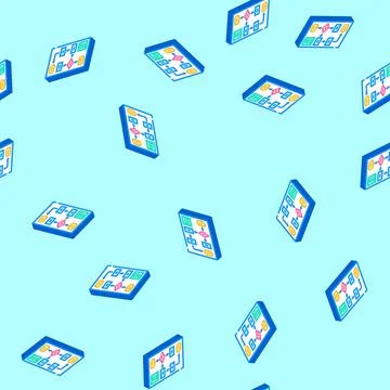 Algorithm flowchart ai integration isometric icon seamless pattern イラスト素材