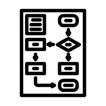 Algorithm flowchart ai integration line icon vector illustration Stock Illustration