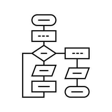 Algorithm flowchart ai integration line icon vector illustration Illustrazione stock
