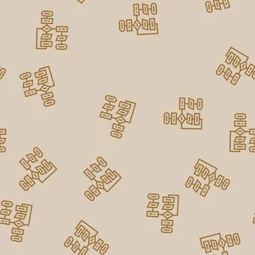 Algorithm flowchart ai integration line seamless pattern Illustrazione stock