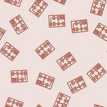 Algorithm flowchart ai integration line vector seamless pattern Stockillustratie