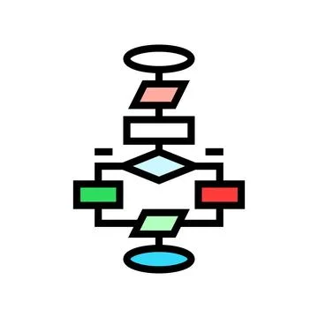Algorithm flowchart machine learning color icon vector illustration イラスト素材