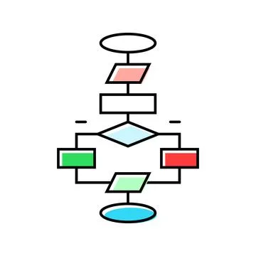 Algorithm flowchart machine learning color icon vector illustration イラスト素材