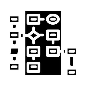 Algorithm flowchart machine learning glyph icon vector illustration イラスト素材