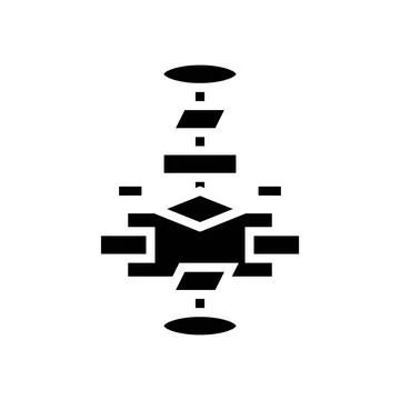 Algorithm flowchart machine learning glyph icon vector illustration イラスト素材