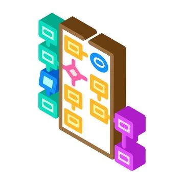 Algorithm flowchart machine learning isometric icon vector illustration Stock Illustration