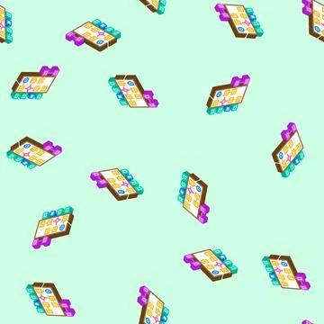 Algorithm flowchart machine learning isometric icon seamless pattern イラスト素材