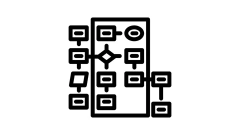Algorithm flowchart machine learning line icon animation Video stock 326751879