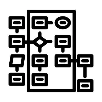 Algorithm flowchart machine learning line icon vector illustration Stock Illustration
