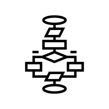 Algorithm flowchart machine learning line icon vector illustration イラスト素材