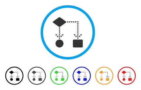 Algorithm Flowchart Rounded Icon Stock Illustration