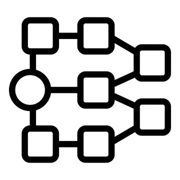 Algorithm flowchart with square blocks and connecting lines representing data イラスト素材