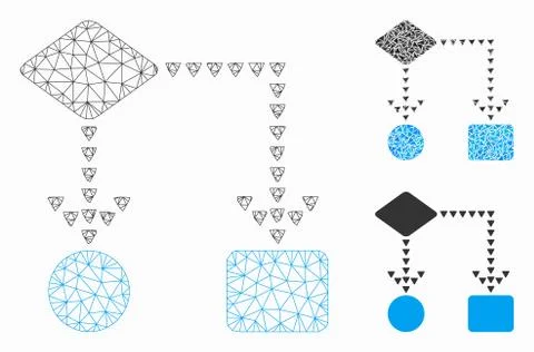 Algorithm Flowchart Vector Mesh Carcass Model and Triangle Mosaic Icon Stock Illustration