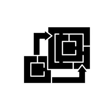 Algorithm of the game black icon, vector sign on isolated background. Algorithm Stock Illustration