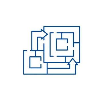 Algorithm of the game line icon concept. Algorithm of the game flat vector Stock Illustration