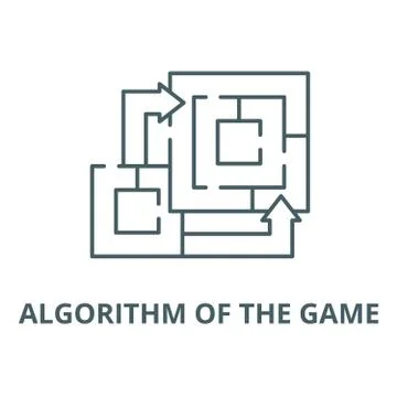 Algorithm of the game vector line icon, outline concept, linear sign Stock Illustration