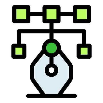 Algorithm generating connected square nodes using pen tool icon Illustrazione stock