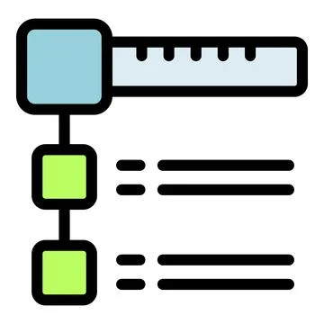 Algorithm generating structured data with ruler icon and connected boxes Stock Illustration